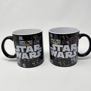 Set of 2 Star Wars Ceramic Coffe Mugs Silver Buffalo All Over Comics Collecticle